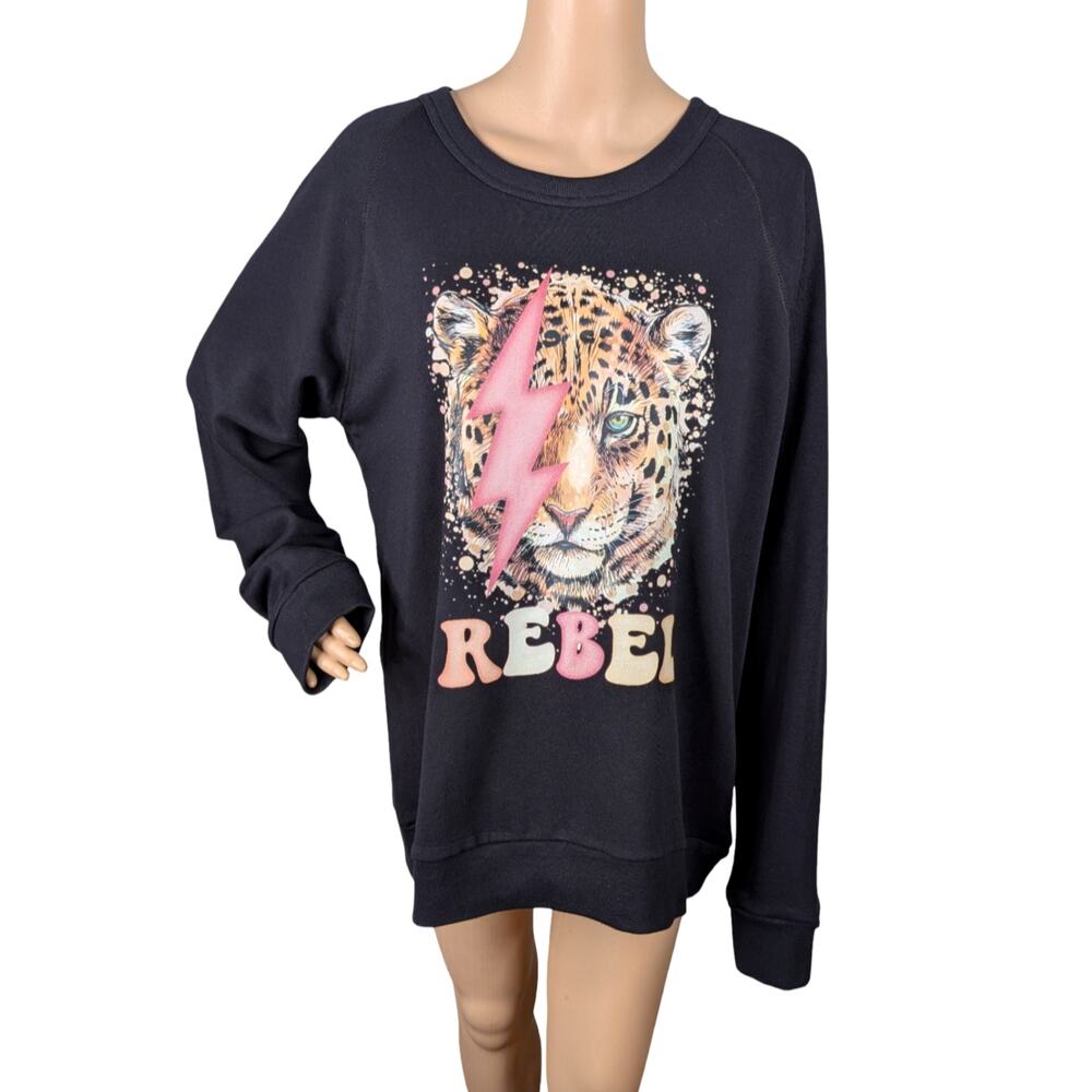 Alternative Apparel Custom Rebel Leopard Lightning Bolt Sweatshirt Unisex Large